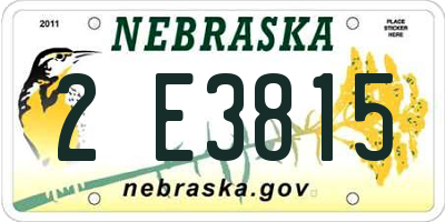NE license plate 2E3815