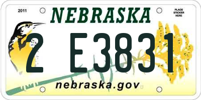 NE license plate 2E3831