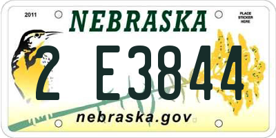 NE license plate 2E3844