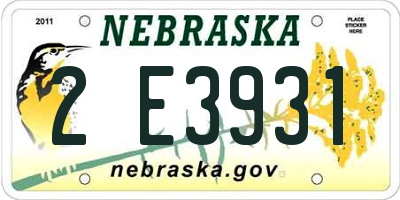 NE license plate 2E3931