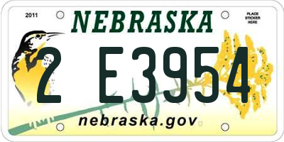 NE license plate 2E3954
