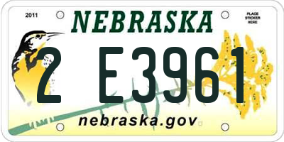 NE license plate 2E3961