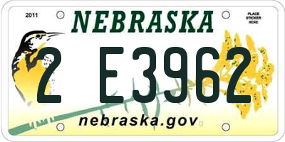 NE license plate 2E3962