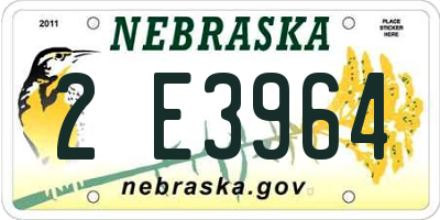 NE license plate 2E3964