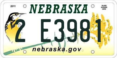 NE license plate 2E3981