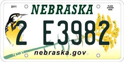 NE license plate 2E3982