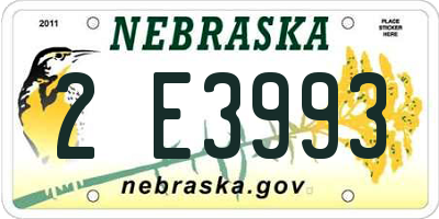 NE license plate 2E3993