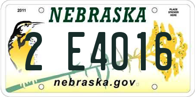 NE license plate 2E4016