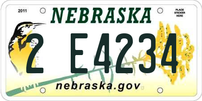 NE license plate 2E4234