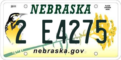 NE license plate 2E4275