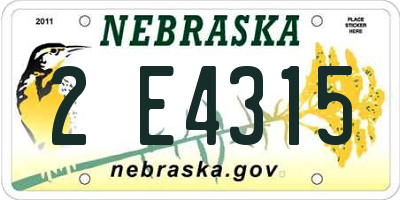 NE license plate 2E4315
