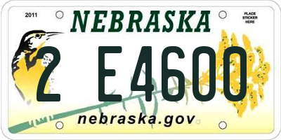 NE license plate 2E4600