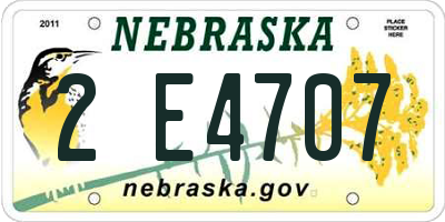 NE license plate 2E4707