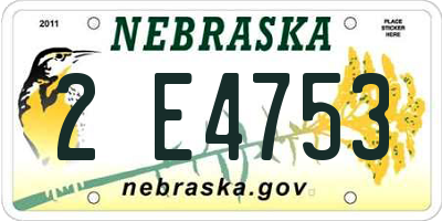 NE license plate 2E4753