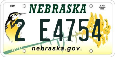 NE license plate 2E4754