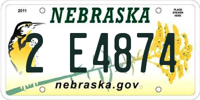 NE license plate 2E4874
