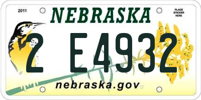 NE license plate 2E4932