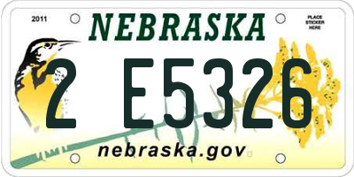 NE license plate 2E5326
