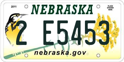 NE license plate 2E5453
