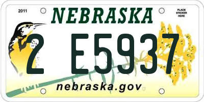 NE license plate 2E5937