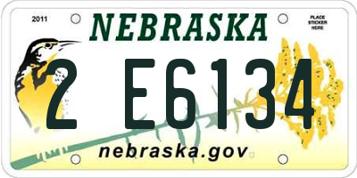 NE license plate 2E6134