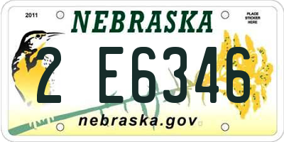 NE license plate 2E6346