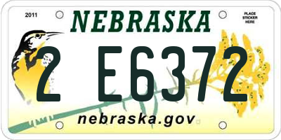 NE license plate 2E6372