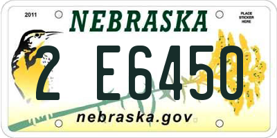 NE license plate 2E6450