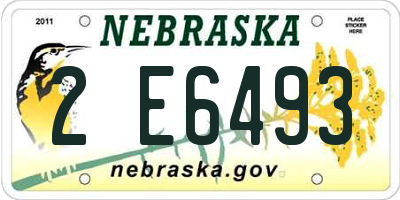 NE license plate 2E6493