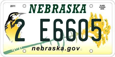 NE license plate 2E6605