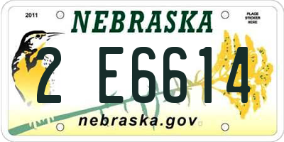 NE license plate 2E6614