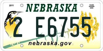 NE license plate 2E6755