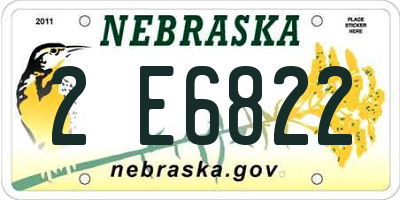 NE license plate 2E6822