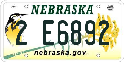 NE license plate 2E6892