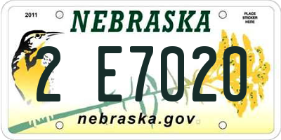 NE license plate 2E7020