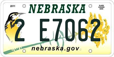 NE license plate 2E7062