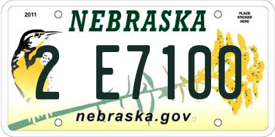 NE license plate 2E7100
