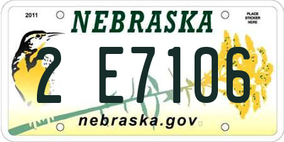 NE license plate 2E7106