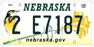NE license plate 2E7187