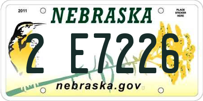NE license plate 2E7226
