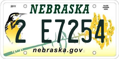NE license plate 2E7254