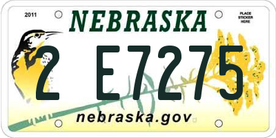 NE license plate 2E7275
