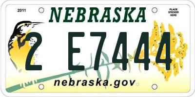 NE license plate 2E7444