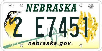 NE license plate 2E7451
