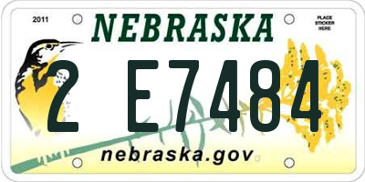 NE license plate 2E7484