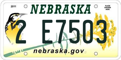 NE license plate 2E7503