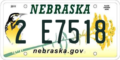 NE license plate 2E7518