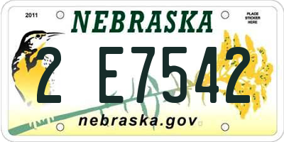 NE license plate 2E7542
