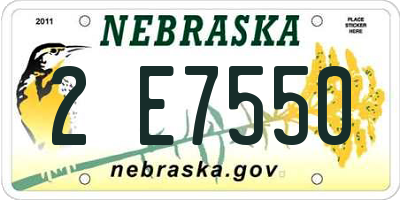 NE license plate 2E7550