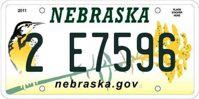 NE license plate 2E7596